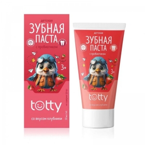 Детская зубная паста TOTTY с пробиотиком со вкусом клубники 3+, 50 мл